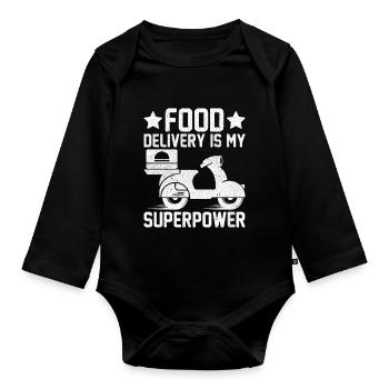 Food Delivery Driver Dash Grubhub Funny Delivery - Organic Longsleeve Baby Bodysuit - black - Front