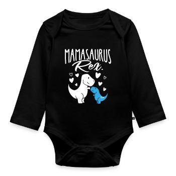 Mamasaurus Rex T-Rex Dino Fête des mères Meilleur favori - Body Bébé bio manches longues - noir - Devant