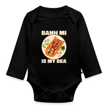 Banh Mi Sandwich Vietnamesisches Street Food - Baby Bio-Langarm-Body - Schwarz - Vorne