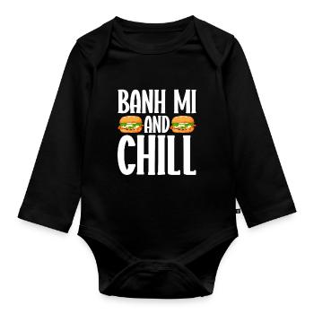 Banh Mi Sandwich Vietnamesisches Street Food - Baby Bio-Langarm-Body - Schwarz - Vorne