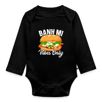 Banh Mi Sandwich Vietnamesisches Street Food - Baby Bio-Langarm-Body - Schwarz - Vorne