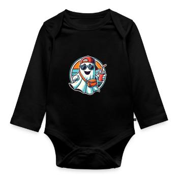 Boo-Jee Gespenst Lustiger Modischer Geist - Baby Bio-Langarm-Body - Schwarz - Vorne