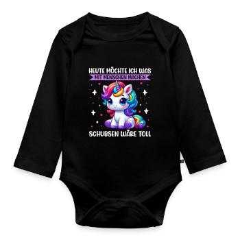 Today I want to do something with people Push - Organic Longsleeve Baby Bodysuit - black - Front