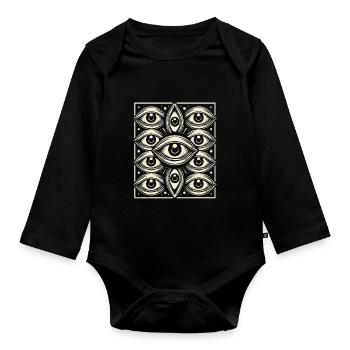 Gruselige Geister Augen Düsteres Halloween Design - Baby Bio-Langarm-Body - Schwarz - Vorne