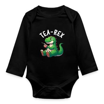 Tee Rex Dinosaurier Liebhaber T-Rex Tea Tasse - Baby Bio-Langarm-Body - Schwarz - Vorne
