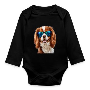 Cavalier King Charles Spaniel Lunettes de soleil Chien - Body Bébé bio manches longues - noir - Devant