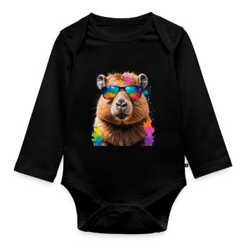 Lunettes de soleil Capybara Capy Colorful Animal Design Print - Body Bébé bio manches longues - noir - Devant