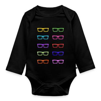 Colourful Glasses - Organic Longsleeve Baby Bodysuit - black - Front