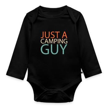 Tent Camping Camping Just A Camping Guy - Organic Longsleeve Baby Bodysuit - black - Front
