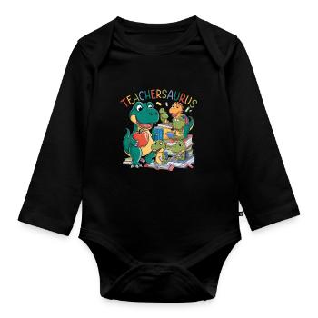 Teachersaurus Rex Dinosaure Professeur Professeur - Body Bébé bio manches longues - noir - Devant