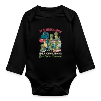 Teachersaurus Rex Dinosaure Professeur Professeur - Body Bébé bio manches longues - noir - Devant
