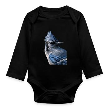 Blue jay - Organic Longsleeve Baby Bodysuit - black - Front