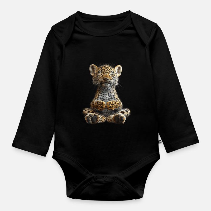 Leopard - Baby Bio-Langarm-Body - Schwarz