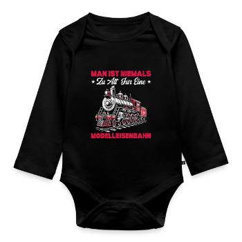 Railway Model Railway Steam Locomotive Trains - Organic Longsleeve Baby Bodysuit - black - Front