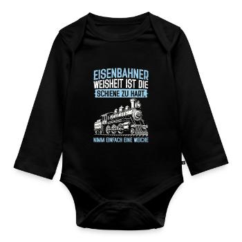Railway Model Railway Steam Locomotive Trains - Organic Longsleeve Baby Bodysuit - black - Front