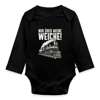 Railway Model Railway Steam Locomotive Trains - Organic Longsleeve Baby Bodysuit - black - Front