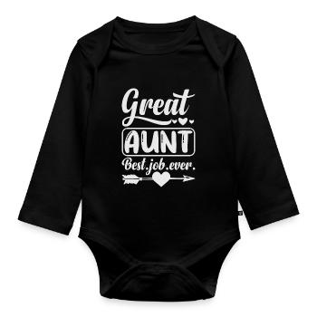 Great Aunt Best Job Ever Cute Arrow and Heart - Baby Bio-Langarm-Body - Schwarz - Vorne