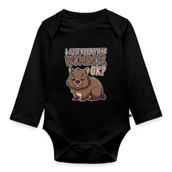 Wombat Spruch Australien Lustiges Wombats Geschenk - Baby Bio-Langarm-Body - Schwarz - Vorne