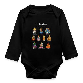 Bodhisattvas - Buddhistische Götter - Baby Bio-Langarm-Body - Schwarz - Vorne