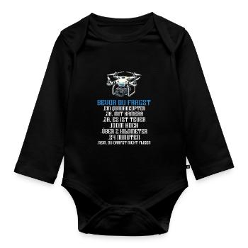 Pilote de drone quadricoptère Quadricoptère volant - Body Bébé bio manches longues - noir - Devant