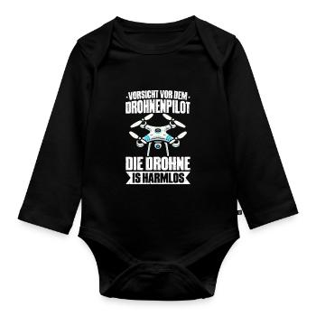 Pilote de drone quadricoptère Quadricoptère volant - Body Bébé bio manches longues - noir - Devant