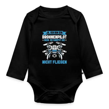 Pilote de drone quadricoptère Quadricoptère volant - Body Bébé bio manches longues - noir - Devant