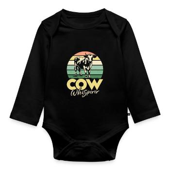 Kuhbauer Lustiger Bauernhof Kühe Tierfarm - Baby Bio-Langarm-Body - Schwarz - Vorne