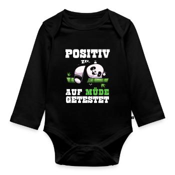 Tired Tshirt Funny Funny Humor Sarcasm Laughter - Organic Longsleeve Baby Bodysuit - black - Front