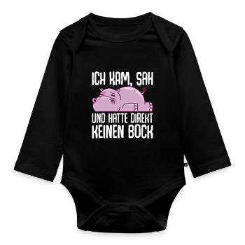 Je suis venu, j’ai vu et je n’en ai pas eu envie tout de suite - Body Bébé bio manches longues - noir - Devant