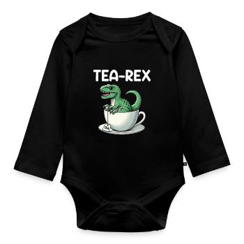 Tee Rex Dinosaurier Liebhaber T-Rex Tea Tasse - Baby Bio-Langarm-Body - Schwarz - Vorne