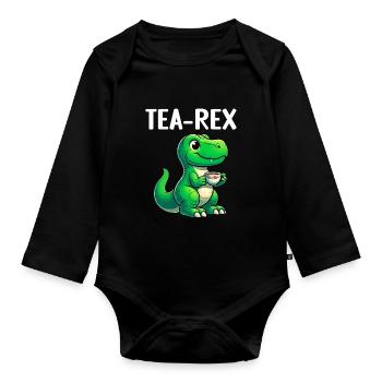 Tee Rex Dinosaurier Liebhaber T-Rex Tea Tasse - Baby Bio-Langarm-Body - Schwarz - Vorne