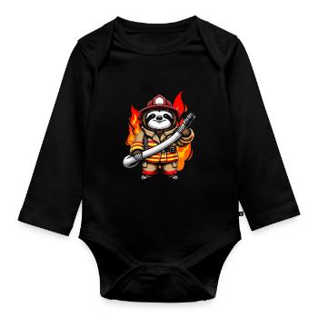 Pompier paresseux Pompier Pompiers Pompiers professionnels - Body Bébé bio manches longues - noir - Devant