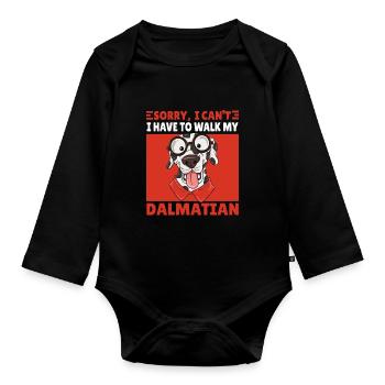 Drôle de chien dalmatien disant cadeau - Body Bébé bio manches longues - noir - Devant