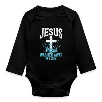 Taufe Getaufte Christliche Jesusgott -Bibel - Baby Bio-Langarm-Body - Schwarz - Vorne