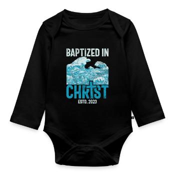 Taufe Getaufte Christliche Jesusgott -Bibel - Baby Bio-Langarm-Body - Schwarz - Vorne