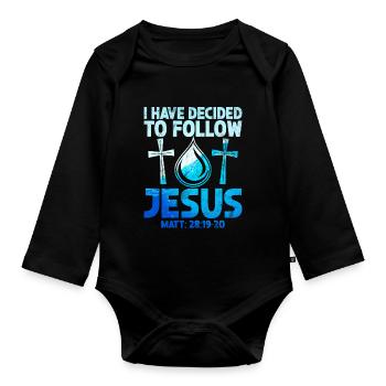 Taufe Getaufte Christliche Jesusgott -Bibel - Baby Bio-Langarm-Body - Schwarz - Vorne