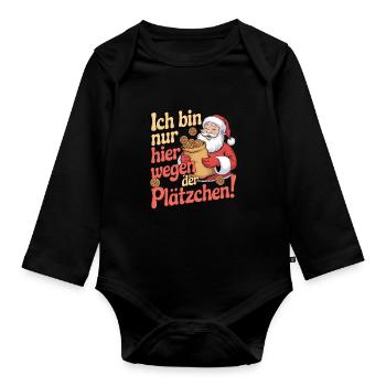 Ich bin nur hier wegen der Plätzchen - Baby Bio-Langarm-Body - Schwarz - Vorne