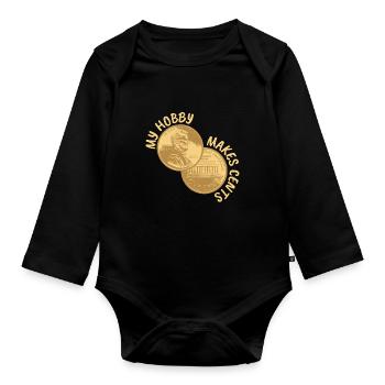 My Hobby Makes Cents Numismatic Coins - Organic Longsleeve Baby Bodysuit - black - Front