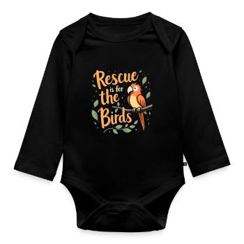 Passionné par le sauvetage des oiseaux et la faune sauvage - Body Bébé bio manches longues - noir - Devant