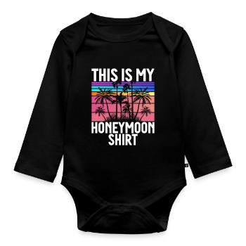 Honeymoon Husband Wife Couple Vacation - Organic Longsleeve Baby Bodysuit - black - Front
