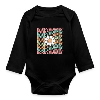 Honeymoon Husband Wife Couple Vacation - Organic Longsleeve Baby Bodysuit - black - Front