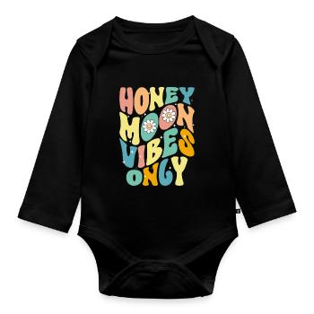 Honeymoon Husband Wife Couple Vacation - Organic Longsleeve Baby Bodysuit - black - Front