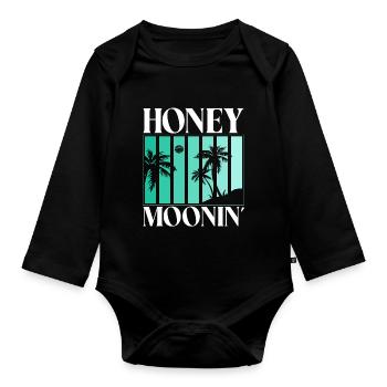 Honeymoon Husband Wife Couple Vacation - Organic Longsleeve Baby Bodysuit - black - Front