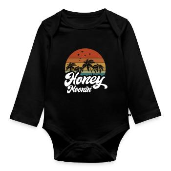 Honeymoon Husband Wife Couple Vacation - Organic Longsleeve Baby Bodysuit - black - Front