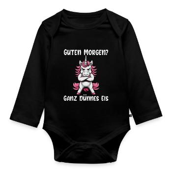 Licorne Tshirt Drôle Drôle Humour Sarcasme Bureau - Body Bébé bio manches longues - noir - Devant