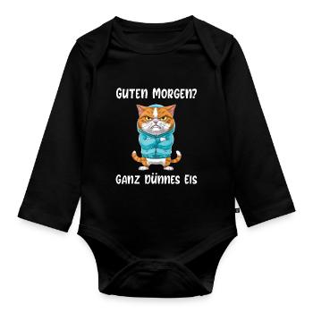 Chat Tshirt Drôle Drôle Humour Sarcasme Bureau - Body Bébé bio manches longues - noir - Devant