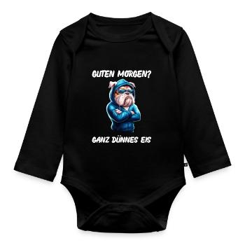 Chien Tshirt Drôle Drôle Humour Sarcasme Bureau - Body Bébé bio manches longues - noir - Devant