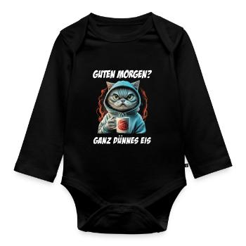 Chat Tshirt Drôle Drôle Humour Sarcasme Bureau - Body Bébé bio manches longues - noir - Devant