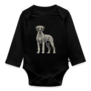 Deutsche Dogge Fingerabdruck - Baby Bio-Langarm-Body - Schwarz - Vorne