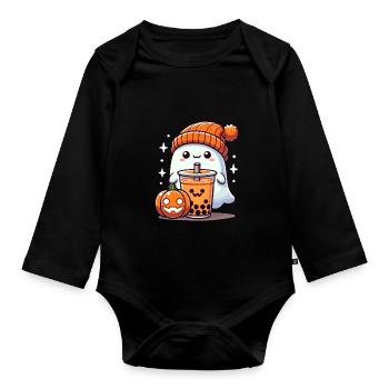 Halloween Kostüm Ghost Sweets Tee - Baby Bio-Langarm-Body - Schwarz - Vorne